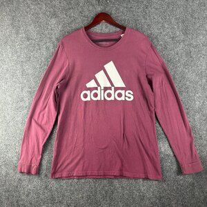 Adidas Amplifier Tee Shirt Mens Large Long Sleeve Crew Neck Purple White Logo
